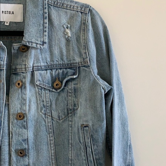 Pistola Can’t Wait Distressed Denim Jacket Small - Picture 6 of 9